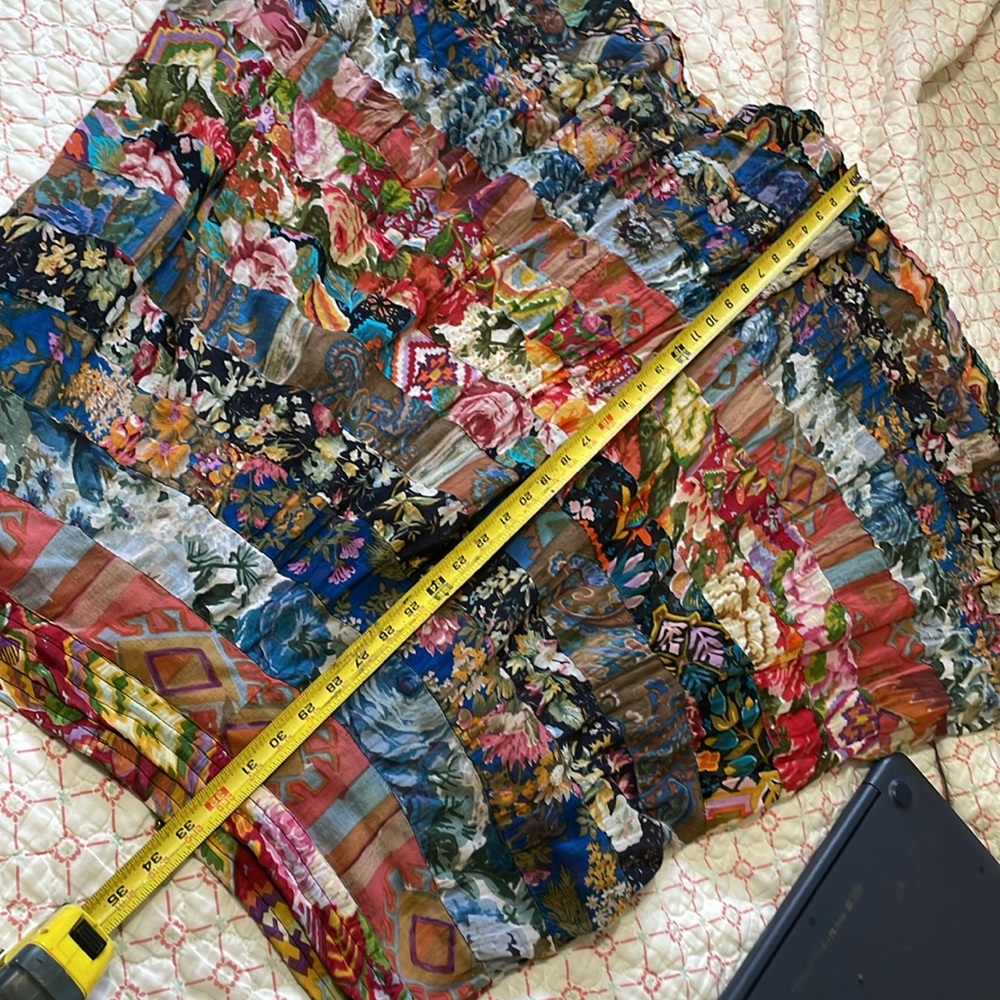 Patchwork tiered, bohemian floral cotton, full skirt - Picture 7 of 7